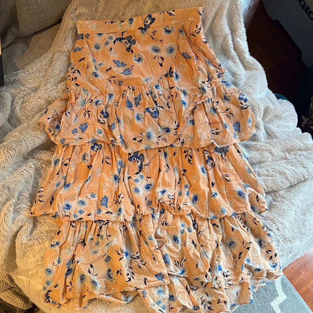 Ann Taylor Peach and Blue Floral Maxi Skirt Size 4/6